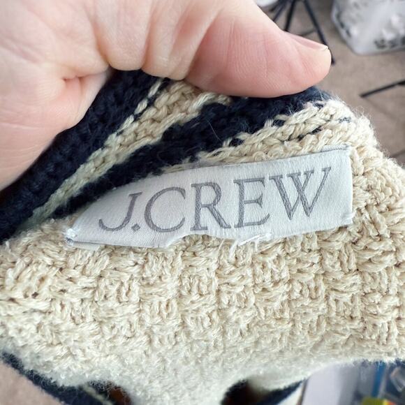 J. Crew Cream/Navy Contrast-Trim Cardigan Women's Size XXL Button Up Relaxed Fit - Picture 6 of 11